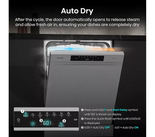 Hisense HS642B90X Freestanding Fullsize Dishwasher - Silver