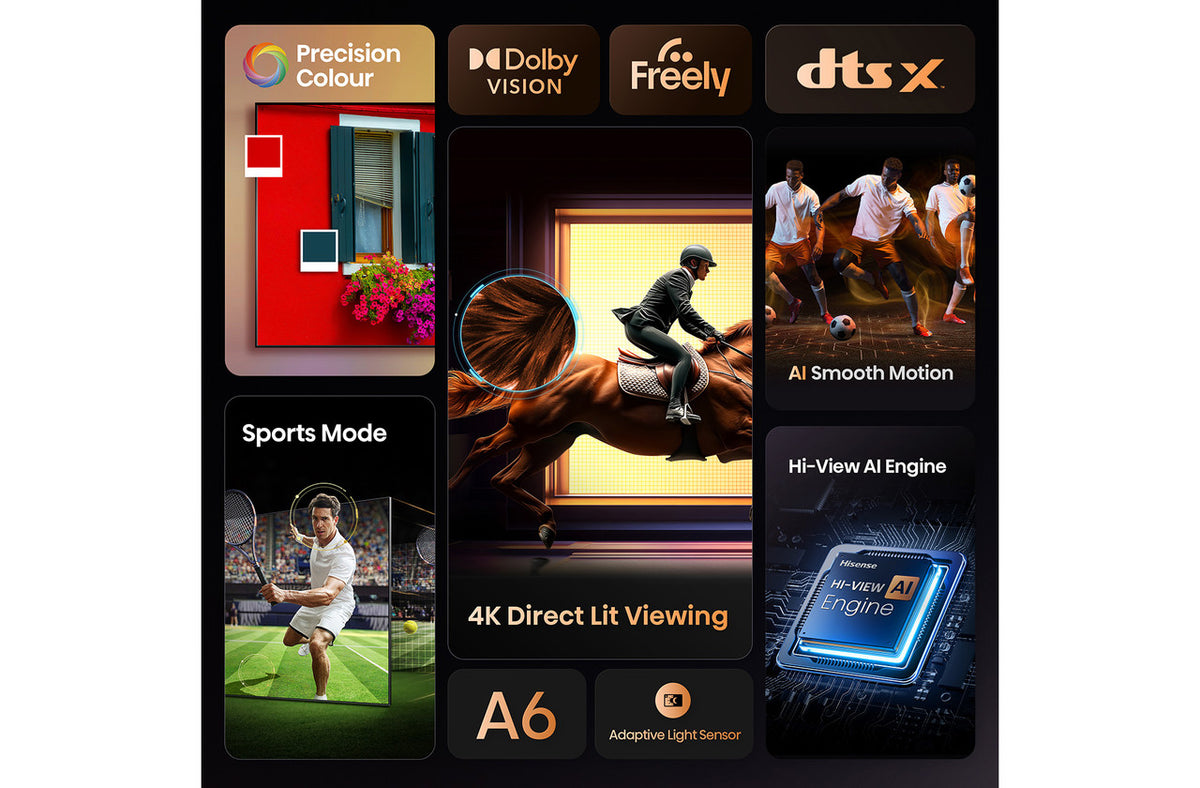 Hisense 43A6QTUK 43" 4K Direct‑Lit LED Smart TV with Freely