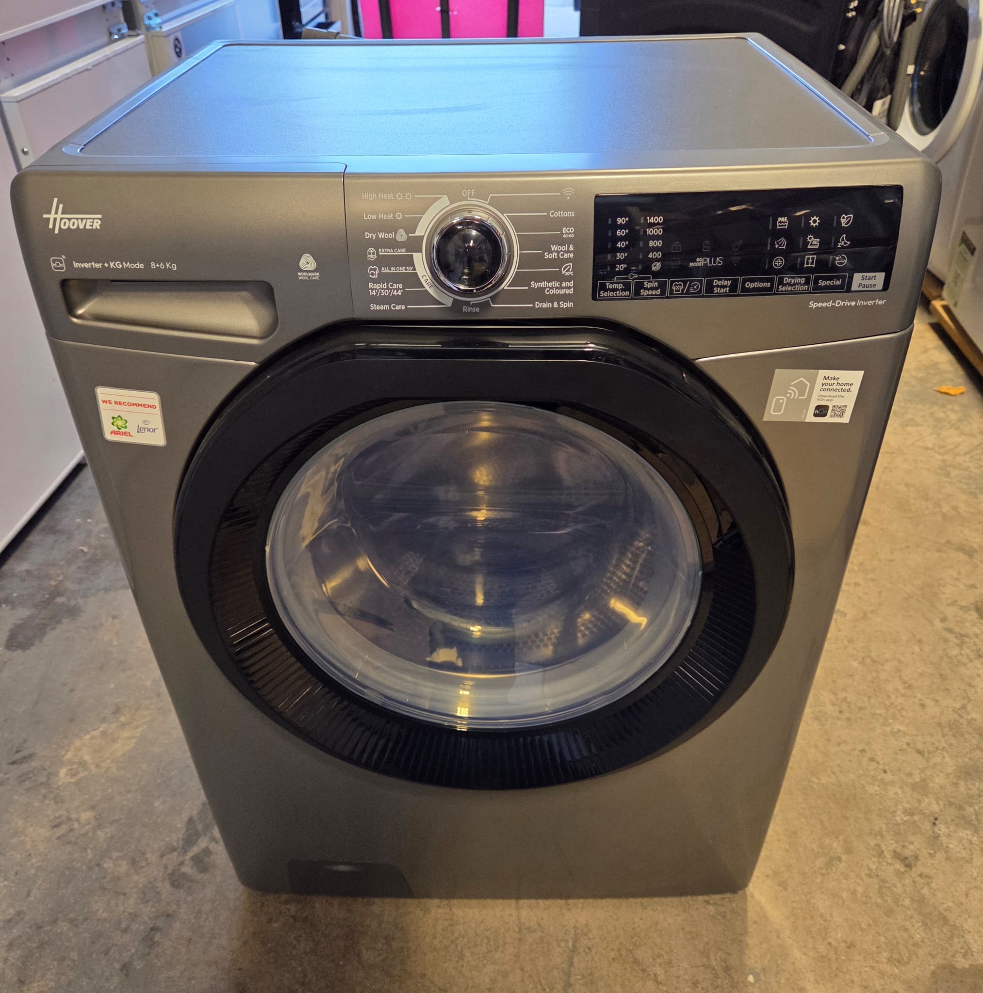 Hoover H3DPS4866TAMBR Freestanding 8kg / 6kg Washer Dryer 1400 Spin - Grey